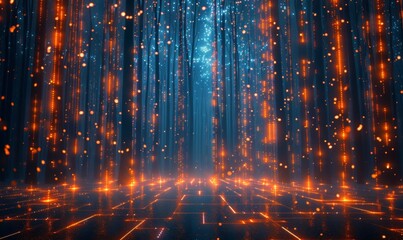 Naklejka premium Visualization of Interconnected Data Systems and Computational Intelligence