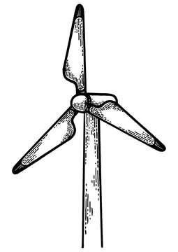 recommend clip art: Wind turbine power plant Renewable energy industrial technology sketch engraving PNG illustration. Scratch board style imitation. Hand drawn image.