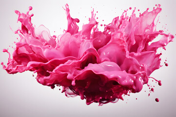 Pour dark pink or splash watercolor on wall on white background. Spread throughout area. It is kind of art. Background Abstract Texture.