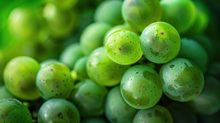 Macro shot of a bunch of green grapes