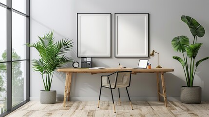 Teacher's Desk with Simple Clean Frame Mockup