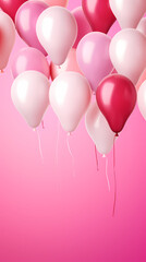 Colorful balloons on pink background
