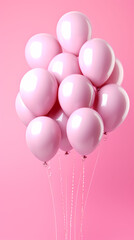 Colorful balloons on pink background