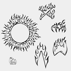 Outline Flame Set Hand Drawn Vector Image
