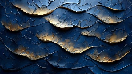 Golden Veins of Blue: Luxurious Contrast in Contemporary Abstract Art