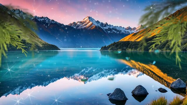Forest with river nature landscape view. AI generated image