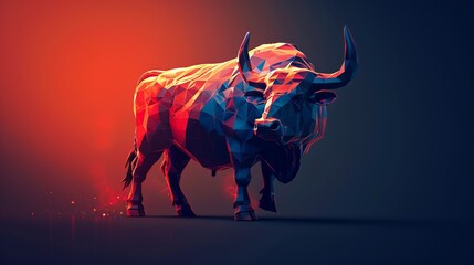 The bull in dark tone for business or stock trading concept