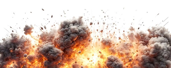  Explosion border isolated on white background - Generative AI 