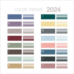 Obraz premium Color trends for 2024 year. Example of a color palette. Future color trend forecast. Background template
