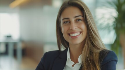 Radiant Confidence: Empowered and Smiling, She Embodies Success
