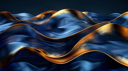 Ethereal Space: Abstract Art in Deep Blue and Gold