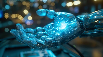 A Digital Holographic Hand Entering into Data Streams. A Concept of Human Collaboration with Technology