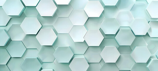 Naklejka premium An image of gently intersecting hexagons with rounded corners, captured in a soft, harmonious pastel color scheme of mint green and baby blue