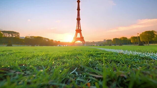 Olympic dreams take flight in stadium adorned by the majestic presence of the eiffel tower
