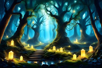 Mysterious Forest and Fantasy lights 