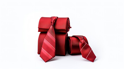 Isolated on a white background, red gifts with a red tie