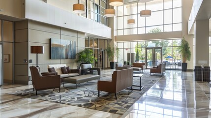 Modern Minimalist Lobby with Abundant Natural Light