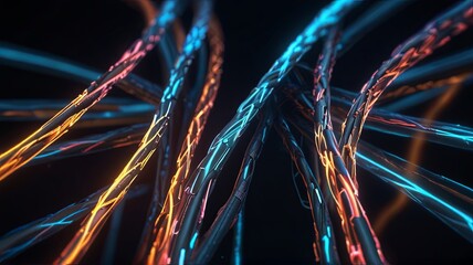 A Glowing data cables transferring information, wallpaper style concepts, modern