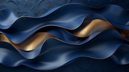 Luminous Gold Lines on Velvety Blue Background