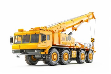 Obraz premium Mobile crane on white background