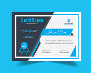Minimal Professional Certificate Template | Certificate of Appreciation Template Design | Editable Organized Layered Layout