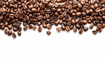 Fototapeta premium Isolated coffee beans border generative ai