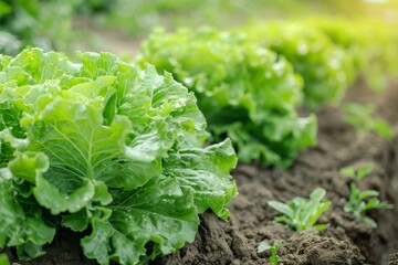 Natural lettuce cultivated in soil
