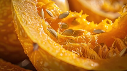 Macro shot of pumpkin fruit