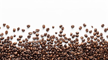 Isolated coffee beans border generative ai