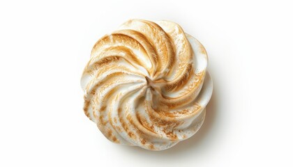 Fototapeta premium Newly baked meringue cookie isolated on white background seen from the top