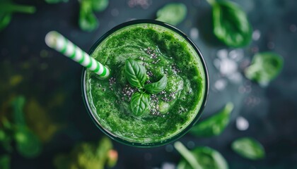 Organic greens spirulina protein powders blended into a fresh juice smoothie