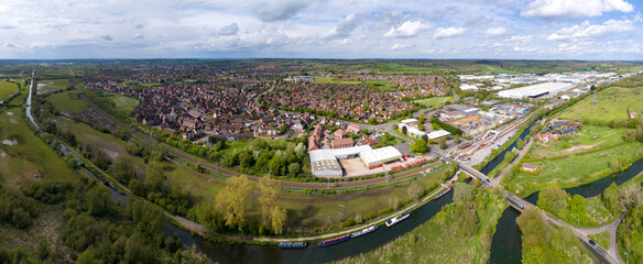 Thatcham Town and Pipers Way Industrial Estate 180 degree aerial Panorama