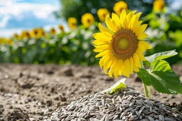 Naklejka premium Organic sunflower seeds for planting purposes