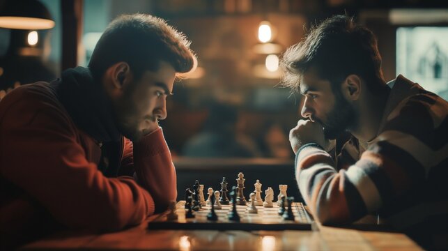 AI generated illustration of two men enjoying a game of chess