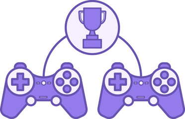 Colored Contest Icon. Vector Icon of Players Competing for the Winner Cup. Video game. Console, Joystick, Gamepad. Sports and Computer Games Concept
