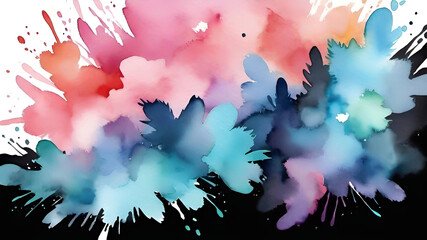  Watercolor paint splash, blotch background with bleed wash and bloom. Blobs of paint, nostalgic watercolor paper texture. Beautiful trendy  impressionist background. 