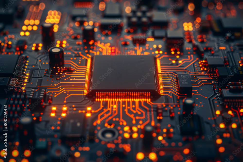 Poster printed circuit board with microcircuit and electronic components