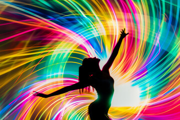 silhouette of a young female dancer with motion blurry around her