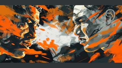 Illustration capturing the intense atmosphere of a tense gubernatorial faceoff