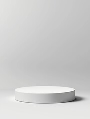 A white pedestal is on a white background