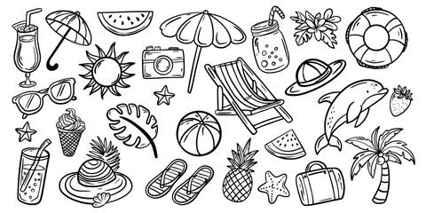 Set of summer symbols. Summer vacation. Doodle. Hand drawing. © dasha122007