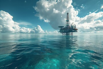 Oil and gas production platform at sea