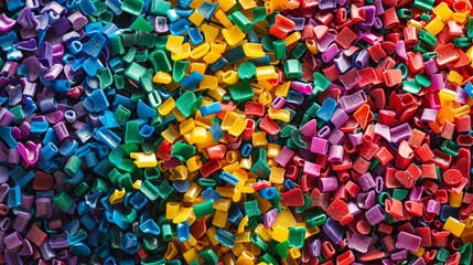 Multicolored crushed plastic granules. generative ai