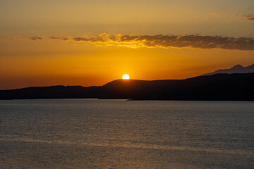 A Beautiful View at Sunset on Lake Bafa, Turkey