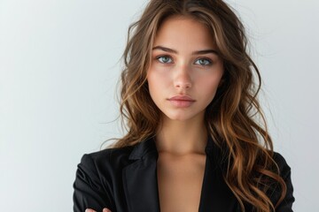 Naklejka premium Determined Businesswoman in Studiowhite background