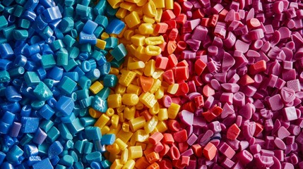 Multicolored crushed plastic granules. generative ai