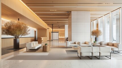 Modern Minimalistic Lobby with Neutral Palette and Natural Light