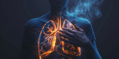 Pleurisy: The Chest Pain and Difficulty Breathing - Picture a person holding their chest with a pained expression, with highlighted lungs and difficulty breathing lines