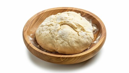 Raw dough on a plain white surface