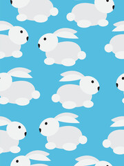 Pattern of a cute bunny on a blue background.